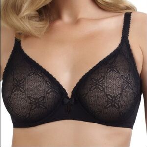 NWT LeMystere Delphine Molded Lace Black Bra sz 34C